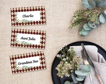Editable Place Cards Thanksgiving Name Cards Printable Friendsgiving Place Cards Fall Placecards Printed Food Label Buffet Cards Table Decor