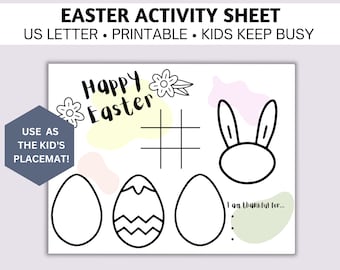Attività di Pasqua / Tovaglietta di Pasqua / Pagina da colorare di Pasqua / Giochi di Pasqua / Tovaglietta stampabile / Colorazione delle uova / Tavola di Pasqua / Pagina di Pasqua per bambini