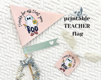 Halloween Teacher Pennant Printable, Halloween Teacher Gift, Teacher Appreciation Gift Tag, Halloween Teacher Tag, Halloween Thank You Tag