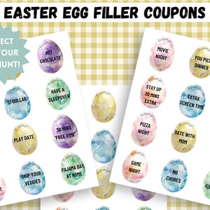 Easter Egg Filler Coupons | Easter Egg Tokens | Printable Easter Coupons | Kids Easter Egg Hunt | Easter Egg Stuffers | Easter Egg Hunt Game