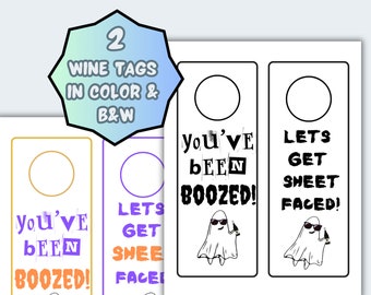 Je bent dronken Halloween-flestags, je bent dronken, Halloween-drankkaarten, grappige Ghost Tag, Halloween afdrukbaar drankspel