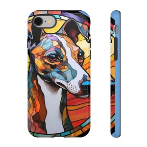 Whippet pet stained glass Greyhound Tough cell phone Case iPhone Samsung Galaxy pixel dog lovers Christmas gift for her him Birthday present