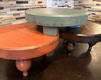10" Round Table Riser, Plant Stand, Candle Display, Pedestal Riser, farmhouse Riser, Wooden Round Riser, Handmade Home Decor
