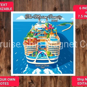 Custom Cruise Cabin Door Magnet – Personalized Ship Sign – Cruise Door Decor – Family Vacation Magnet – Carnival Royal NCL Gift | ICON