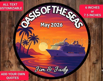 Custom Cruise Door Magnet • Personalized Vacation Decor • Family Name Ship Magnet • Cabin Door Sign • Tropical Travel Gift