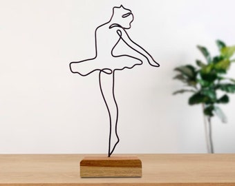 Wire Art Minimalist Feminine Dancing Girl Skulptur für perfektes Zuhause, Metalldrahtkunst, One Line Art Skulptur, Haus- und Tischdekor