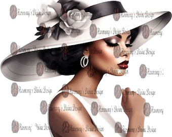 Digital Download, Soulful Serenity #4 Sunday Splendor Church Hat Clipart, Digital Print, Black Women, Boss Lady, Commercial Use