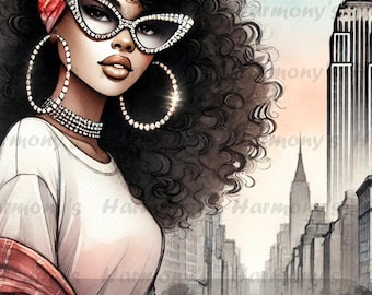 New York Airbrush Watercolor Art: Coloring Pages & Affirmations (Digital Download)