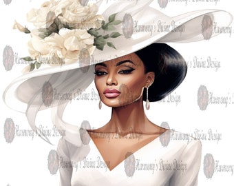 Digital Download, Resplendent Adornments #1 Sunday Splendor Church Hat Clipart, Digital Print, Black Women, Boss Lady, Commercial Use