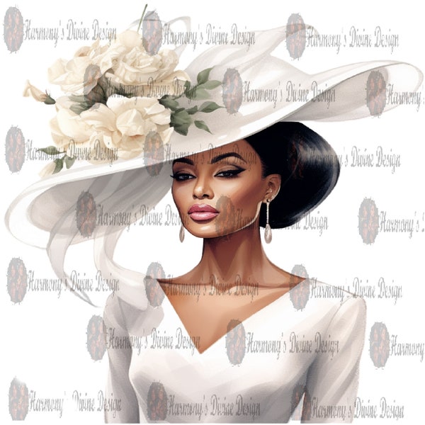 Digital Download, Resplendent Adornments #1 Sunday Splendor Church Hat Clipart, Digital Print, Black Women, Boss Lady, Commercial Use