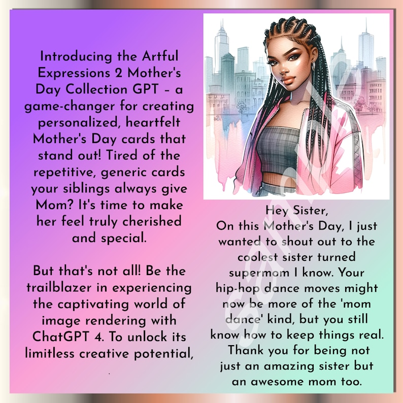 cocoa twins
Mother's Day greeting featuring a vibrant digital image. The scene captures a heartwarming moment between a mother and child, surrounded by a flourish of spring flowers in full bloom.
