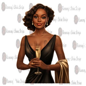 Pobieranie cyfrowe, PODGLĄD ŚWIĄTECZNY #3 Afroamerykanki Clipart, PNG, Planer, Koszulka, Tumbler, Sublimacja, Karty i wykorzystanie komercyjne