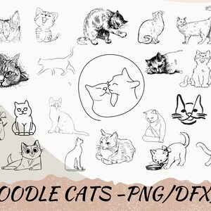 27 cats cartoon PNG, EPS, DXF Doodle Cats, Digital Cats, charector cartoon , cute cats , animal drawn, kids painting book