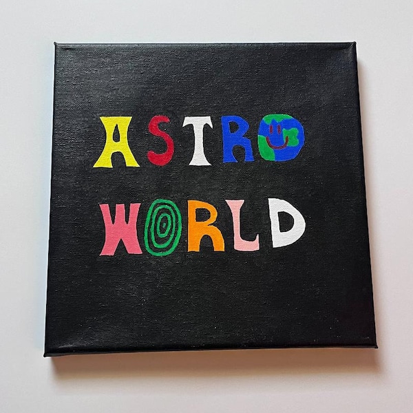 Travis Scott's Astroworld Acrylic Painting "Wish You Were Here" 10x10