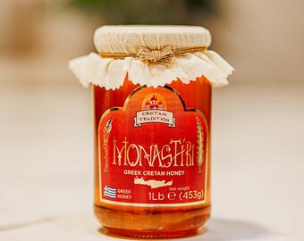Miel griega cretense de tomillo, pino y hierbas "Monastiri" "Monastery" 450gr/15,87oz, Creta, Grecia