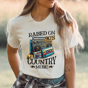 Country music tshirt country western concert tee cowgirl shirts for women trendy graphic rodeo tee raised on 90s country music cowboy farmer