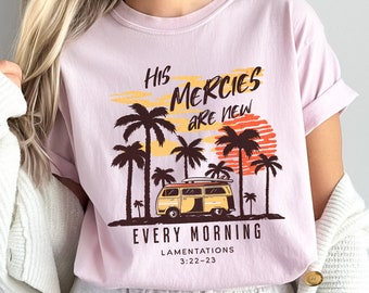 Camisa cristiana de colores cómodos y bohemios de moda, camisetas gráficas con regalos católicos de Jesús, camisetas religiosas con versículos bíblicos, ropa retro de playa de verano con fe.