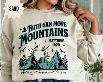 Boho Christian crewneck sweatshirt Christian gift Bible Verse Shirt Trendy Christian graphic tee faith Apparel camping nature Jesus mountain