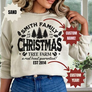 CUSTOM Christmas name Family reunion personalized customize year sweatshirt crewneck sweater couples matching group holiday shirt tree farm