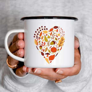 COTTAGECORE heart fall leaves mug thanksgiving gift Halloween pumpkinpatch coffee mug autumn spooky season nature lover campfire camping mug