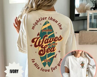 Camisa cristiana retro de moda con colores cómodos, regalo católico de Jesús, camiseta de verano con gráfico de surf, camisa religiosa, versículo bíblico, ropa de playa bohemia de fe