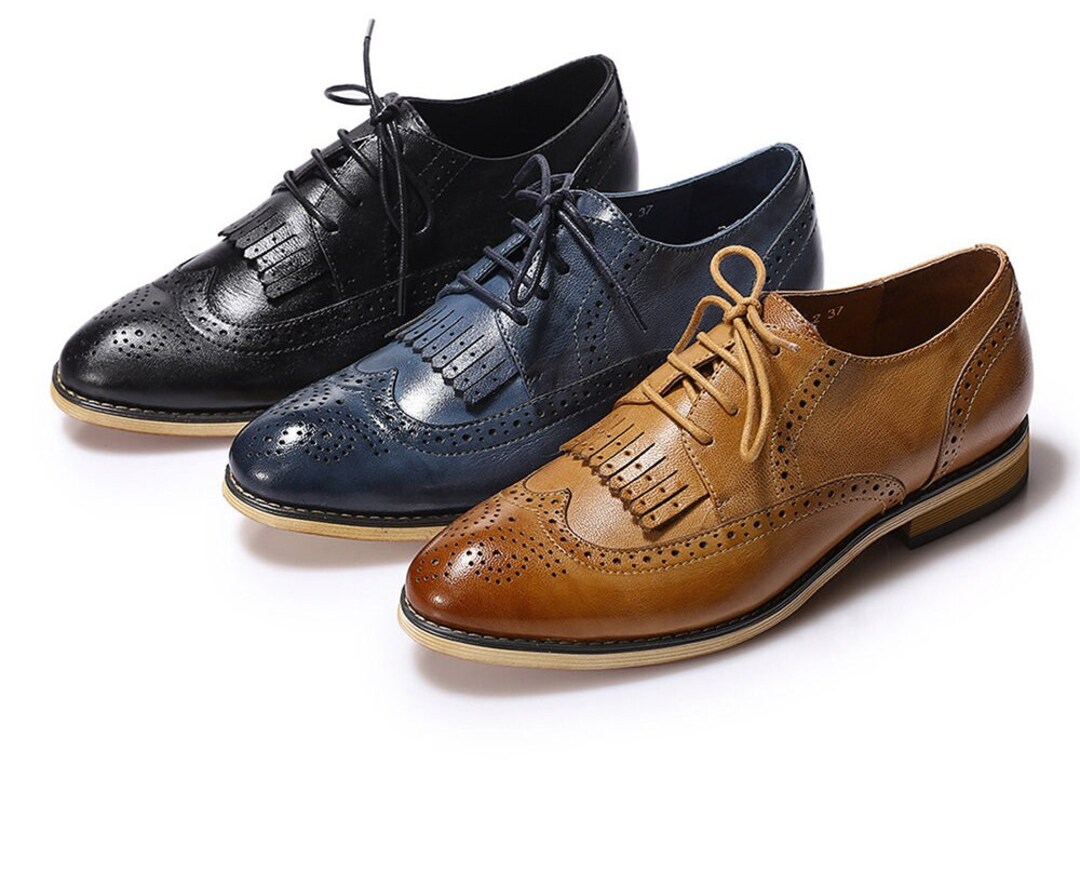 Leather Oxford Shoes for Women Brogues Shoes Lace up Shoes Etsy