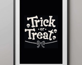 Trick or Treat Halloween Print | Spooky Skulls Decor (Digital Download)