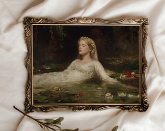 オフィーリアの絵画、ミレイ風肖像画、ダーク・アカデミア・アート