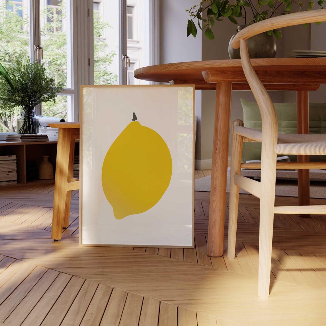 Lemon Print: Minimalist Kitchen Wall Decor, Yellow Fruit Print (digital ...