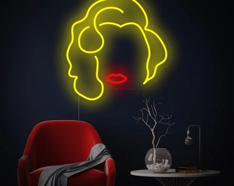 Blonde Woman Silhouette Neon Led Sign, Bedroom Neon Led Decor, Birthday Gift Neon Sign,  Gift For Him/Her, Woman Neon Light