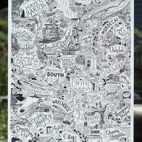 Raleigh Downtown Neighborhoods Poster