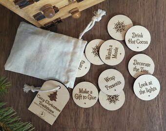 Wooden Advent Calendar Activity Tokens | Reusable Christmas Tradition | Advent Calendar Fillers | Family Holiday Countdown
