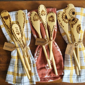 Wood Burned Serving Spoon Set