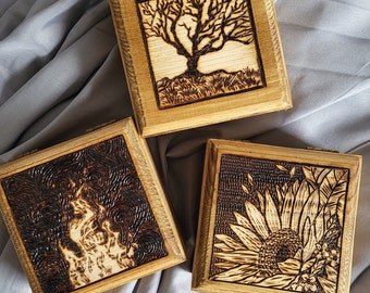 Handmade Woodburned Trinket Box
