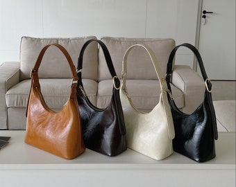 Soft Leather Shoulder Bag, Solid Colour Bags,  Leather Messenger Bag, Classy Shoulder Bag, Clutch Phone Bag, Women Crossbody Bag