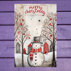 Carte postale de Noël au fusain 10 x 15 cm/ 4'x6' in Stylo