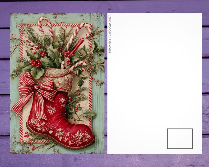 Candy Cane Postcard 10x15cm/ 4'x6' in Penpal Supplies - Etsy