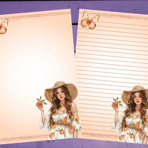 Papel de escrita de carta de pêssego de verão A5 Artigos de papelaria forrados/sem forro Penpal Suprimentos