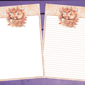 Papel de carta Autumn Fox A5 para escrever artigos de papelaria pautados/sem pautados para correspondência