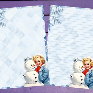 Papel de carta retrô de inverno A5, papelaria pautada/sem pauta, suprimentos para amigos por correspondência