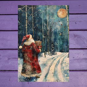 Carte postale nuit de Noël 10 x 15 cm/ 4'x6' in Stylos