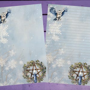 Papel de carta de inverno de bruxa A5 para papelaria pautado/sem pautado para correspondência
