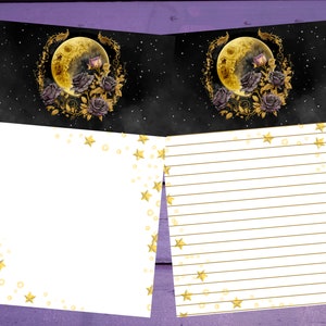 Papel de escrita de carta de lua gótica A5, artigos de papelaria forrados/sem forro, suprimentos para correspondência