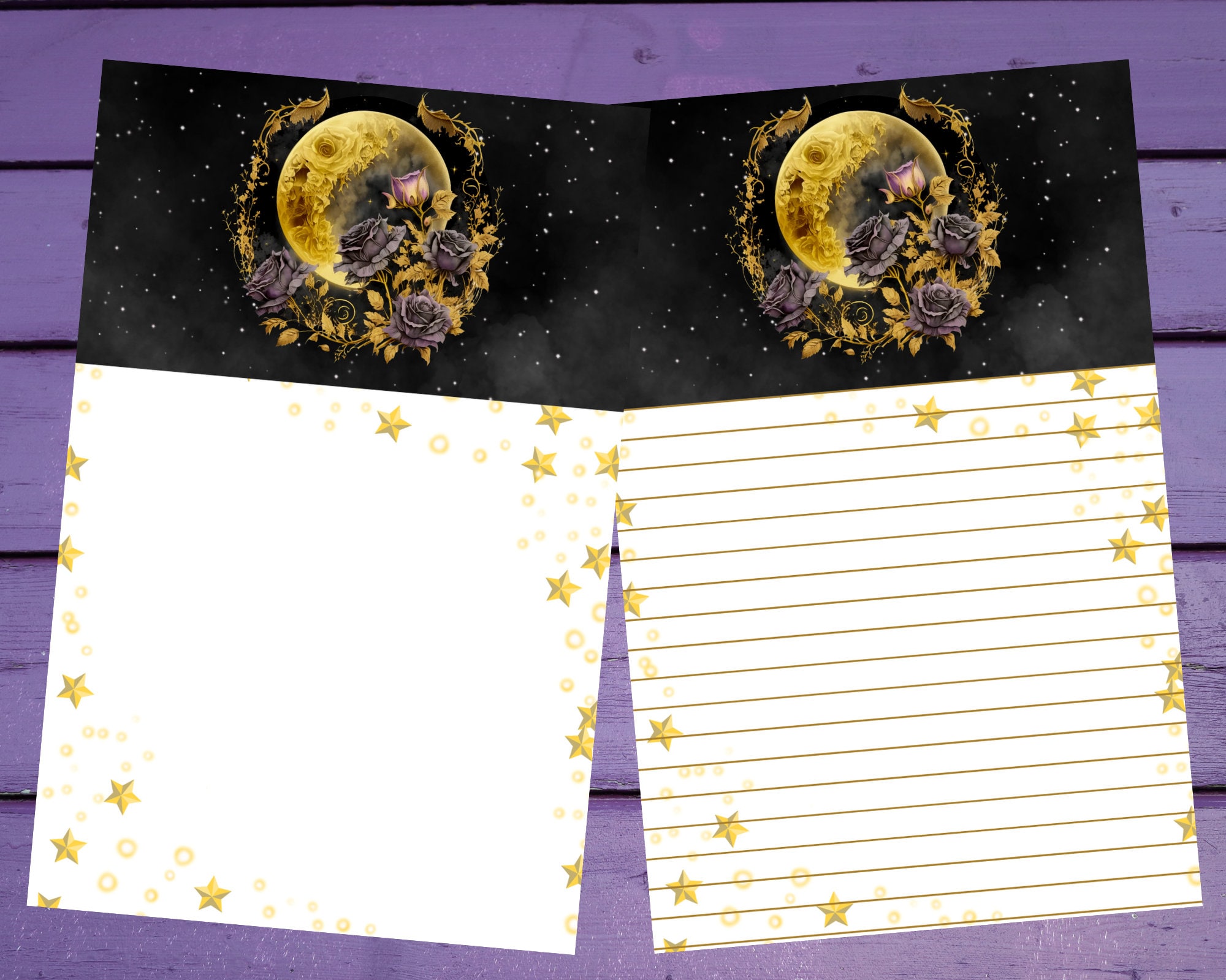 Gothic Moon Letter Writing Paper A5 Stationery Lined/unlined Penpal ...