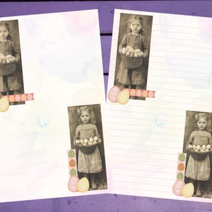 Papel de carta vintage para meninas da Páscoa A5, papelaria pautada/sem pautada, suprimentos para amigos por correspondência