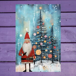 Carte postale de Noël fantaisiste 10 x 15 cm/ 4 x 6 pi avec stylo plume