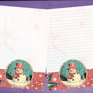 Papel de carta de boneco de neve de Natal A5, papelaria pautada/sem pautada, suprimentos para amigos por correspondência