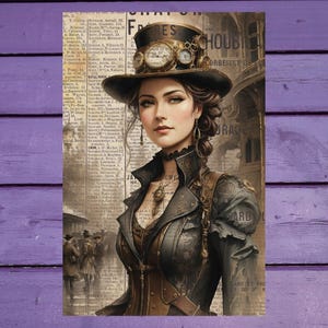Carte postale Steampunk Girl 10 x 15 cm/4'x6' in Stylos