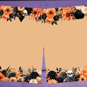 Papel de carta frente e verso com flores de Halloween A5, papelaria pautada/sem pautada, suprimentos para amigos por correspondência