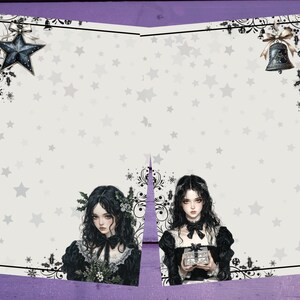 Papel de carta dupla face Dark Gothic Christmas A5, papelaria pautada/sem pautada, suprimentos para amigos por correspondência